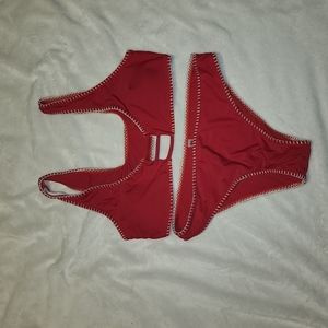 Red 2 piece bathing suit
